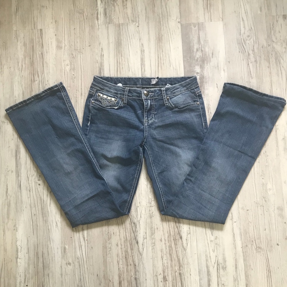 Bootcut Jeans w/ Bedazzled Back Pockets